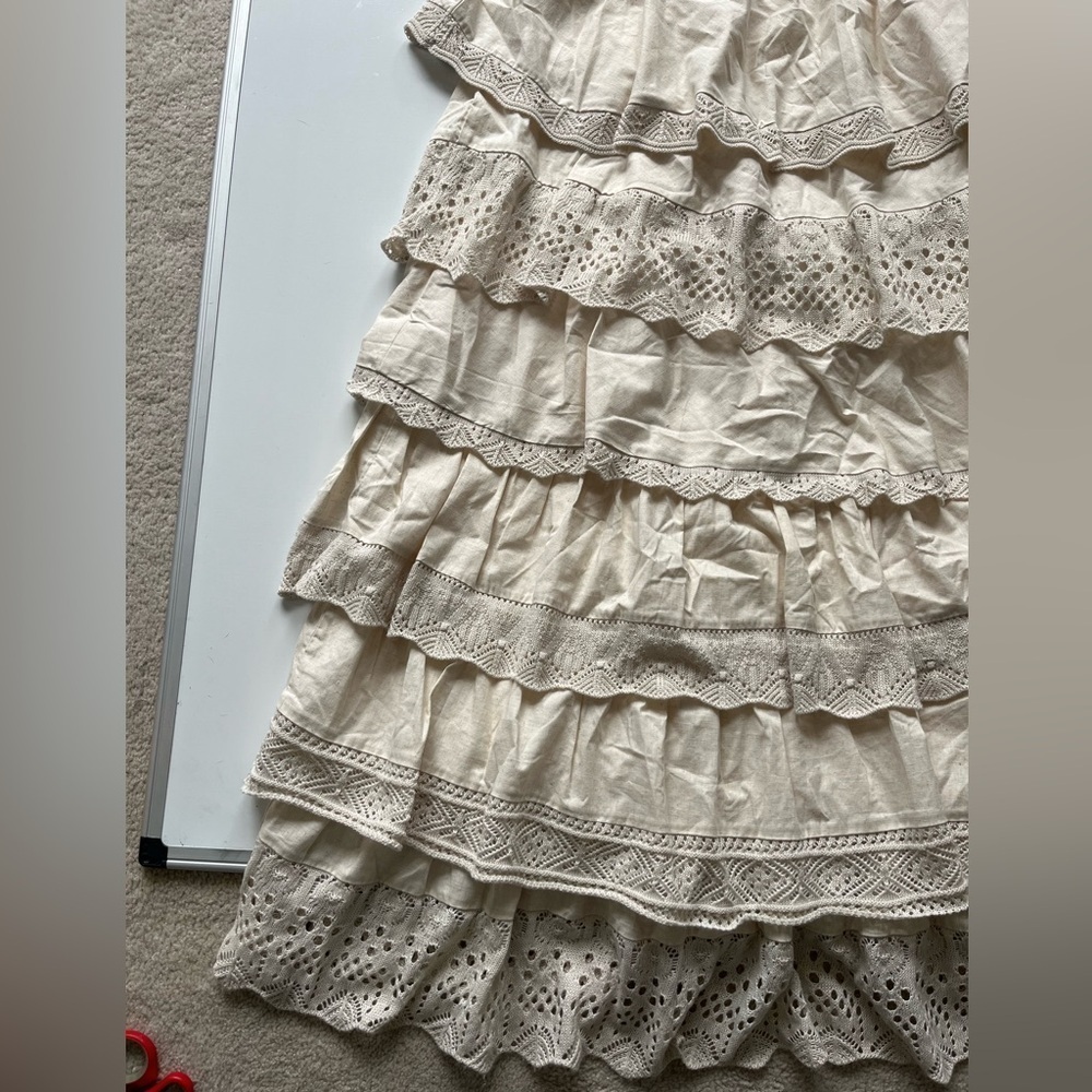 NWT Cecilia Prado Cream Lace ruffle Dress by Anthropologie - Picture 3 of 12